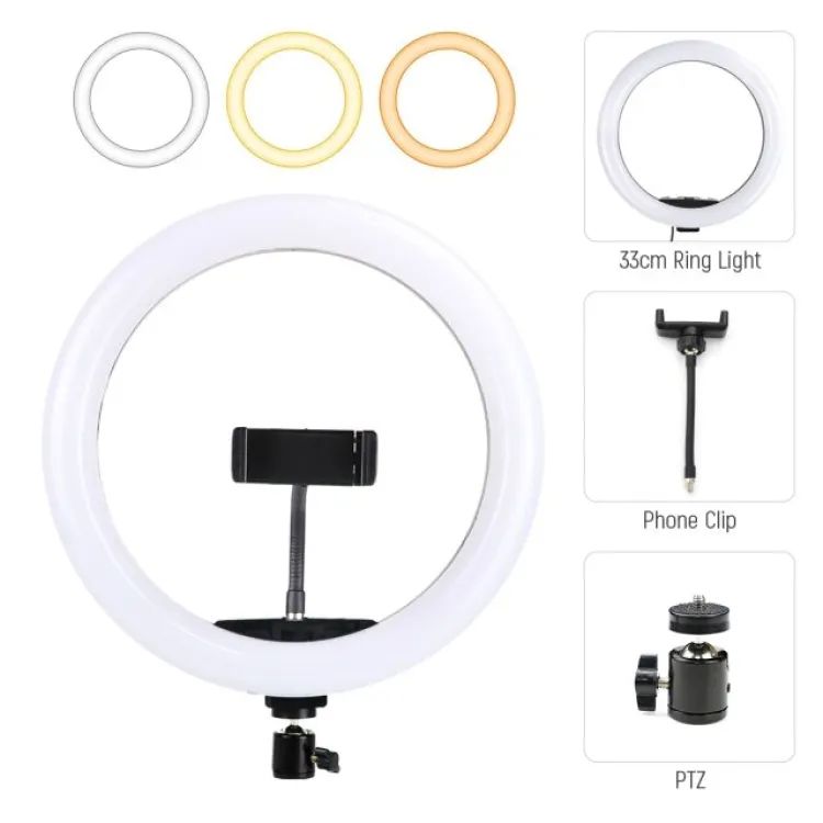 26 CM selfie LED Ring Light With Ball Head Mobile Holder 3 Colour Brightness with Dimm full option